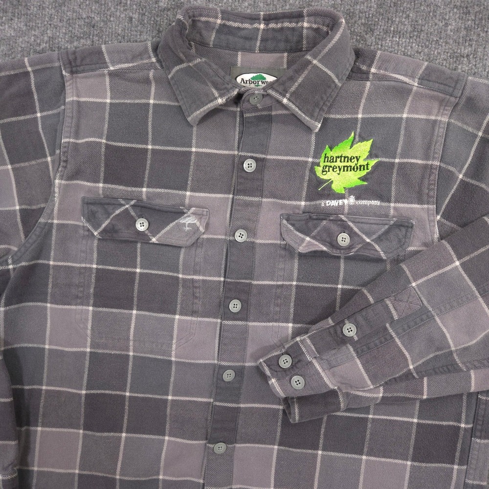 Arborwear Flannel Shirt Mens M Gray Plaid Flap Pockets Outdoor Workwear‎ Chore